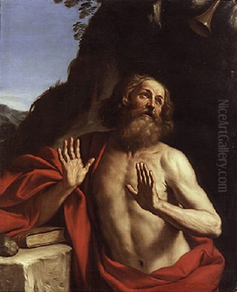 Saint Jerome In The Wilderness by  Guercino