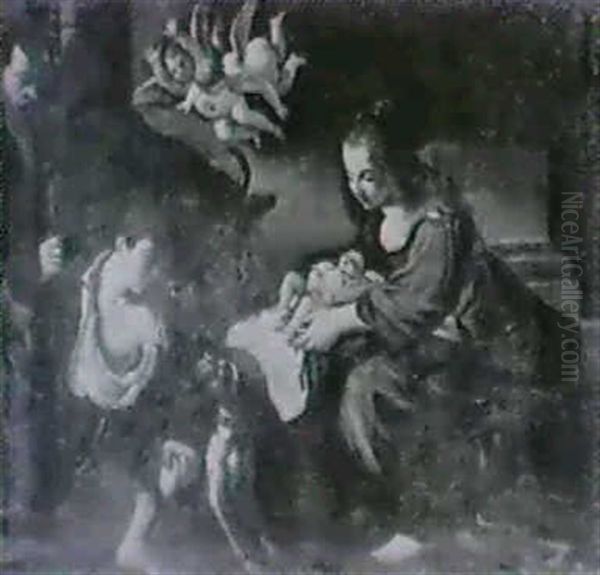 The Adoration Of The Shepherds by  Guercino