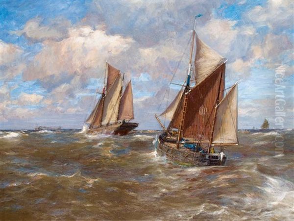 Auslaufende Fischerboote by Erwin Carl Wilhelm Guenther