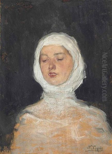 Study Of A Veiled Woman by Nikolaus Gysis