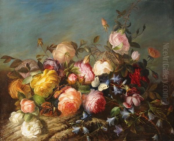 Rosenbouquet Auf Waldboden by Adriana Johanna Haanen