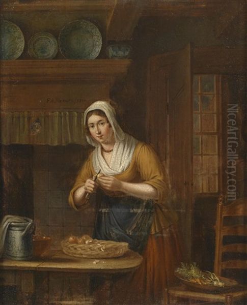 Schwester Des Gillis V. H. Beim Apfelschalen In Der Kuche by Elisabeth Alida van Haanen