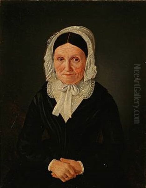 Portrait Of An Elderly Woman In A Black Dress by Jean Meno Haas