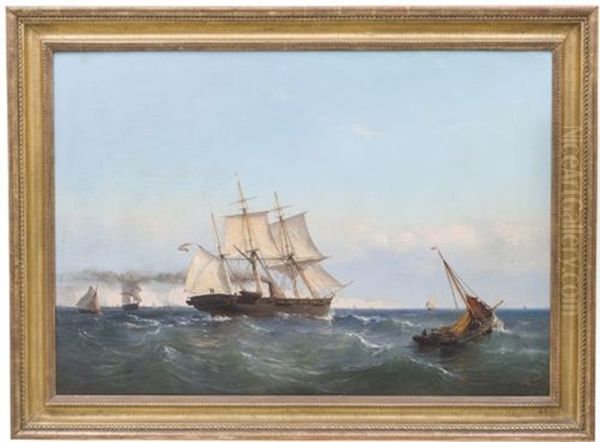 Navio Holandes Cerca Del Puerto by Mauritz Frederick Hendrick de Haas