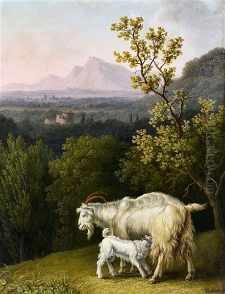 A Goat And Kid by Jacob Philipp Hackert