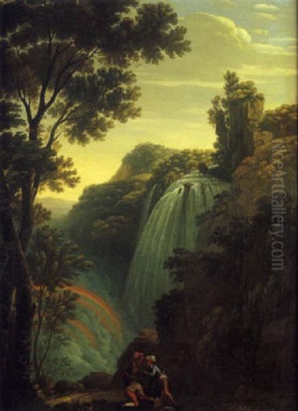 Paysage De Cascade Avec Un Arc En Ciel by Johann Gottlieb Hackert