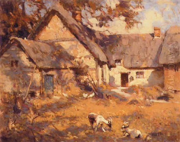 Farmyard With Goats by Frederick Hall