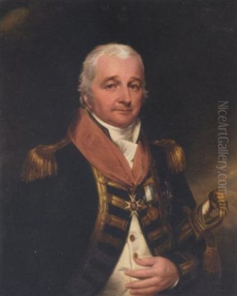 Portrait Of Vice-admiral Sir William H. Essington, K.c.b., In Full Naval Uniform, Wearing The Order Of The Bath And The Gold Medal For The Battle Of Camperdown by John James Halls