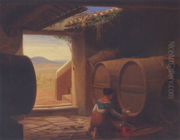 Italienerinde, Der Tapper Rodvin I En Vinkaelder by Hans Jorgen Hammer