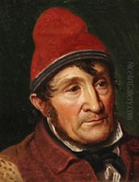 Portraet Af Jean Holm, Lem I Bombebossen.  Brystbilled, 3/4 Profil Mod Hojre by Constantin (Carl Christian Constantin) Hansen