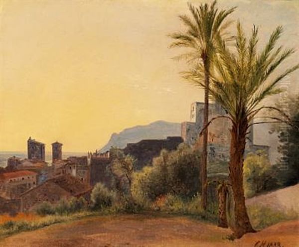 Landskab Fra Terracina, Aften by Constantin (Carl Christian Constantin) Hansen