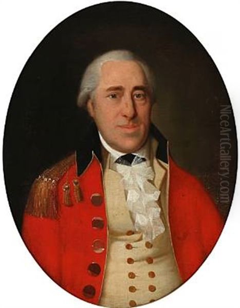 Portrait Of Major Axel Rosenkrantz In Red Uniform Jacket And White Vest by Hans Hansen