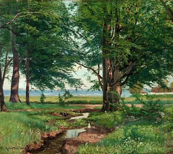 Forest Scene With A View To The Sea by Nils Severin Lynge Hansteen