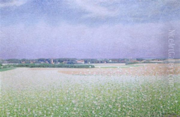 Boekweitveld Met Laren In De Verte by Ferdinand Hart Nibbrig