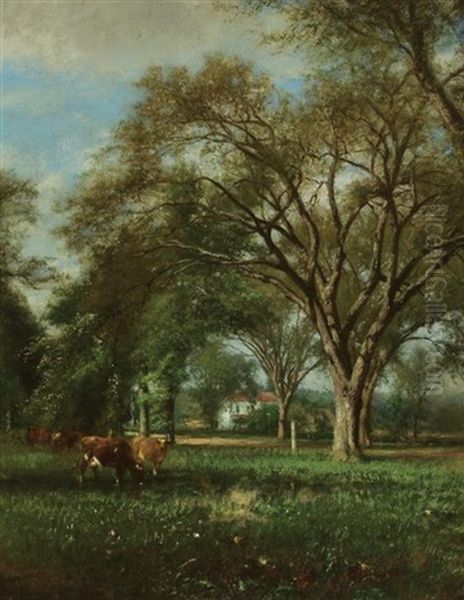 Cattle Watering In A Pasture by James McDougal Hart