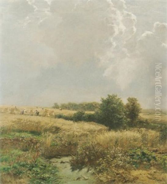 Sommerliche Eifellandschaft Mit Bauern Bei Der Kornernte by Heinrich Hartung the Elder