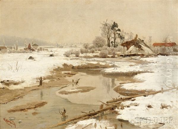 Stream In Winter by Hermann Hartwich