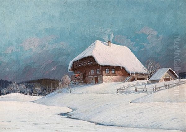 Winterliches Schwarzwaldhaus by Karl Hauptmann