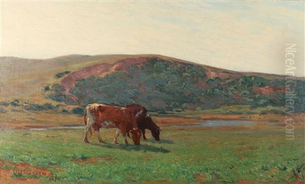 Landscape With A Pair Of Cows, 1890 by Charles Henry Hayden