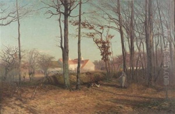 Winter Twilight Border Of The Woods: Landscape Near St Leger, France by Charles Henry Hayden