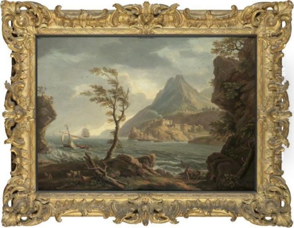 A Coastal Landscape, A Castle At The Mouth Of An Estuary by Coplestone Warre Bampfylde