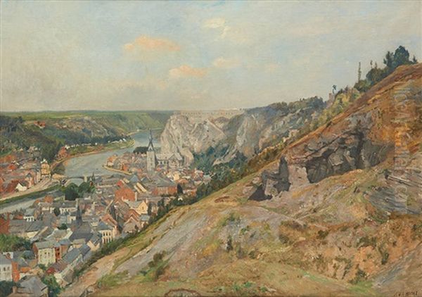 Vue Plongeante Sur La Ville De Dinant by Henri Van Der Hecht