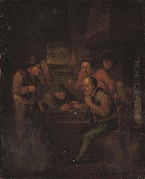 Boors Playing A Game In An Interior by Egbert van Heemskerck the Elder