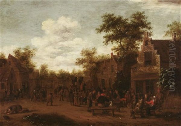 Feiernde Bauerleute Im Dorf by Egbert van Heemskerck the Elder