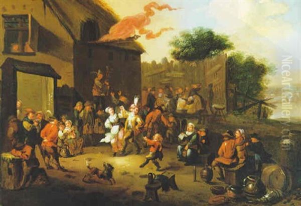 Feiernde Bauern Vor Einem Wirtshaus by Egbert van Heemskerck the Younger