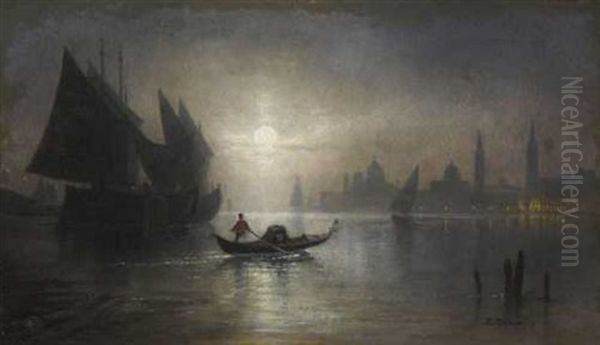 In Der Nachtlichen Lagune Vor Venedig by Karl Heilmayer