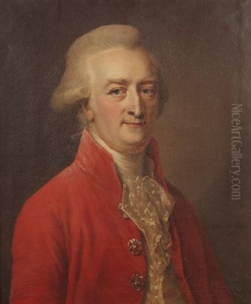 Portrait Dhomme Avec Une Veste De Velours Rouge by Johann Ernst Heinsius