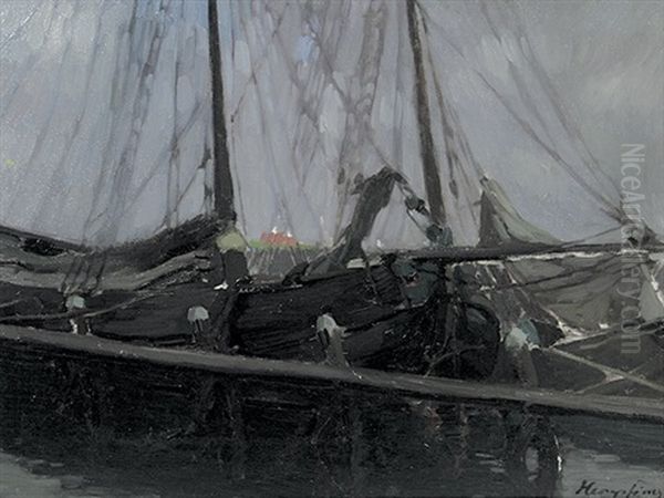 Segelboote An Einer Anlegestelle by Wilhelm Hempfing