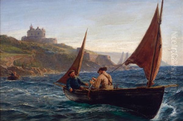 Fishermen Near The Coast, Falmouth by Charles Napier Hemy