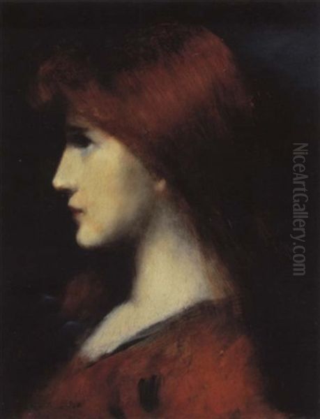 Red-haired Woman In Profile by Jean Jacques Henner