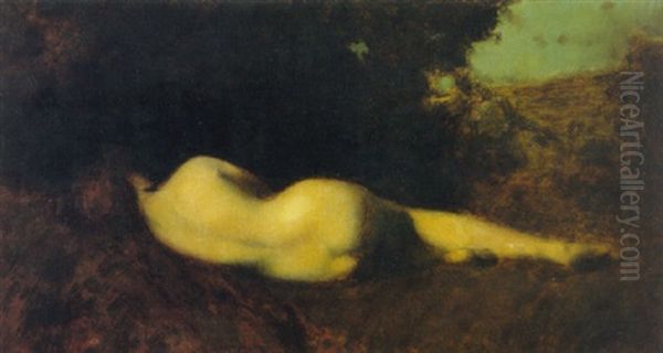 A Reclining Nude In A Landscape by Jean Jacques Henner