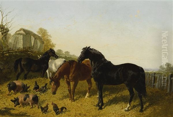 Horses And Chickens by John Frederick Herring the Younger