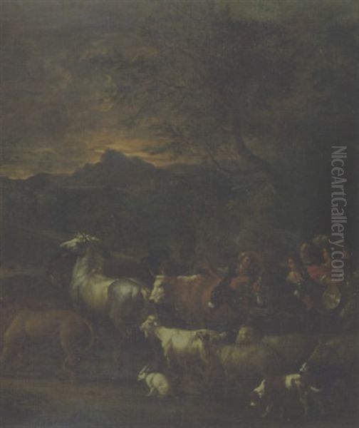 Einzug Der Tiere In Die Arche Noah by Jacob De Heusch