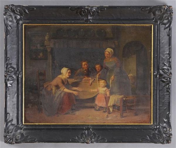 Family Time - Interior Scene by Theodore Bernard de Heuvel