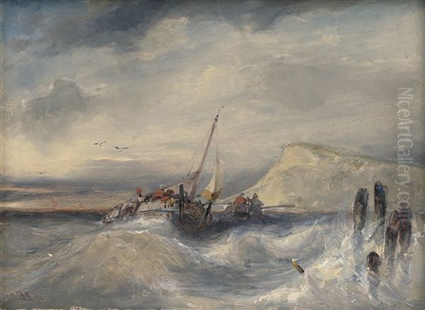 Sturmische See Vor Der Kuste Englands by Eduard Hildebrandt