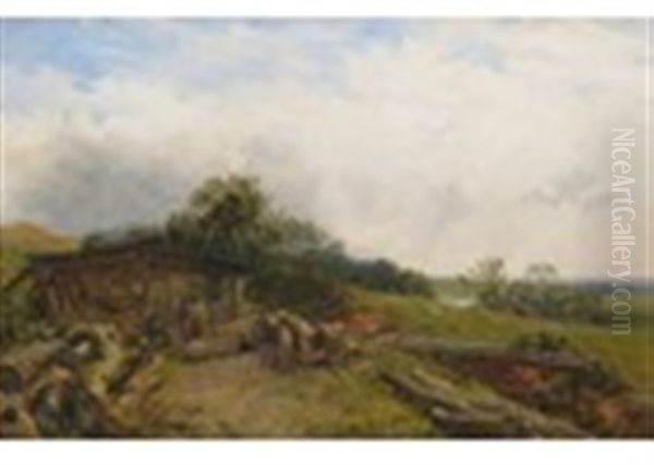 Workers Taking A Rest From Logging by James John Hill