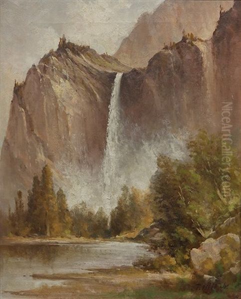 Bridal Veil Falls by Thomas Virgil Troyon Hill