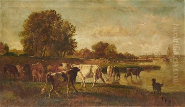 Landscape With Cows by Thomas Hill