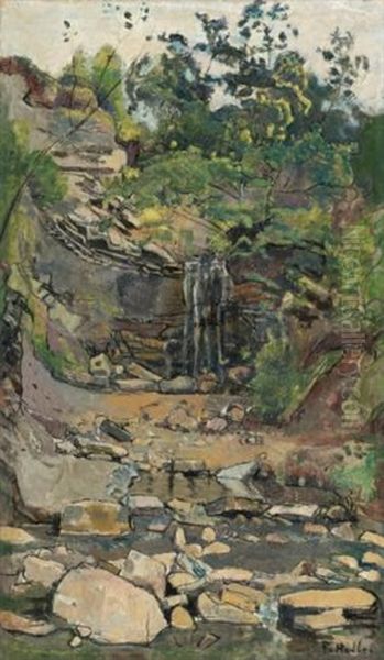 Wasserfall In Savoyen (waterfall In The Savoy Region) by Ferdinand Hodler