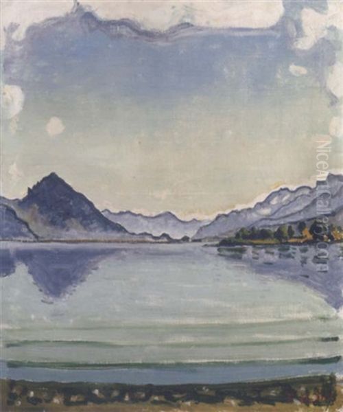 Thunersee Von Leissigen Aus by Ferdinand Hodler