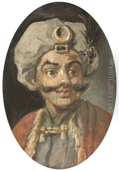 A Turk's Head: Mr. Henry Mossop In The Guise Of Bajazet From Nicholas Rose's Play Tamerlane by William Hogarth