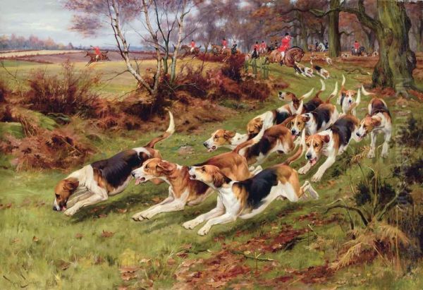 Gone Away, The Rufford Hounds Breaking Cover In Sherwoodforest by Wright Barker