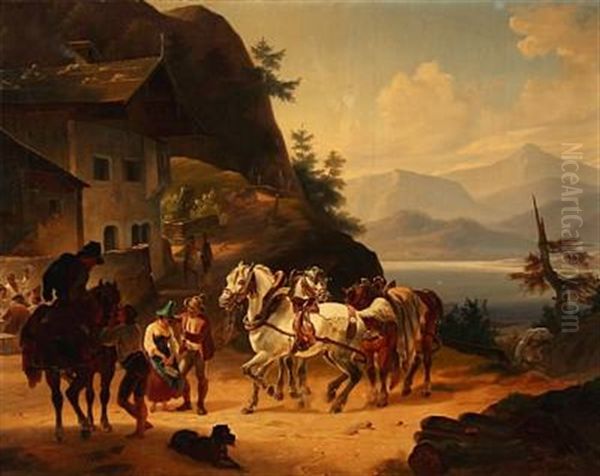 Landscape Near Munich With Merry People by Christian Frederick Carl Holm