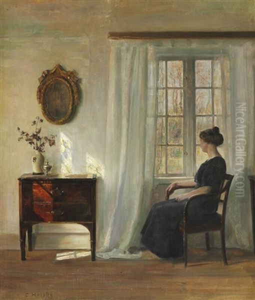 Interior With Seated Woman At The Window by Carl Vilhelm Holsoe