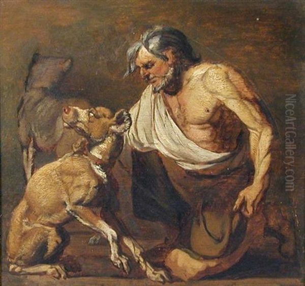 Man With Two Mastiffs (study) by Abraham Danielsz Hondius