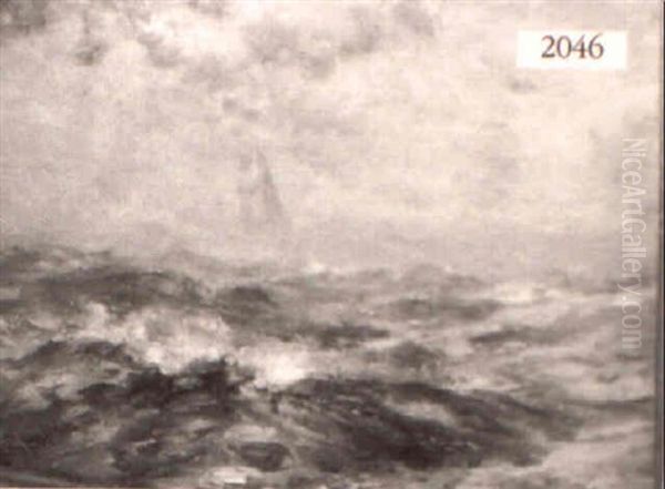 Ship Sailing In High Seas by Robert B. Hopkin